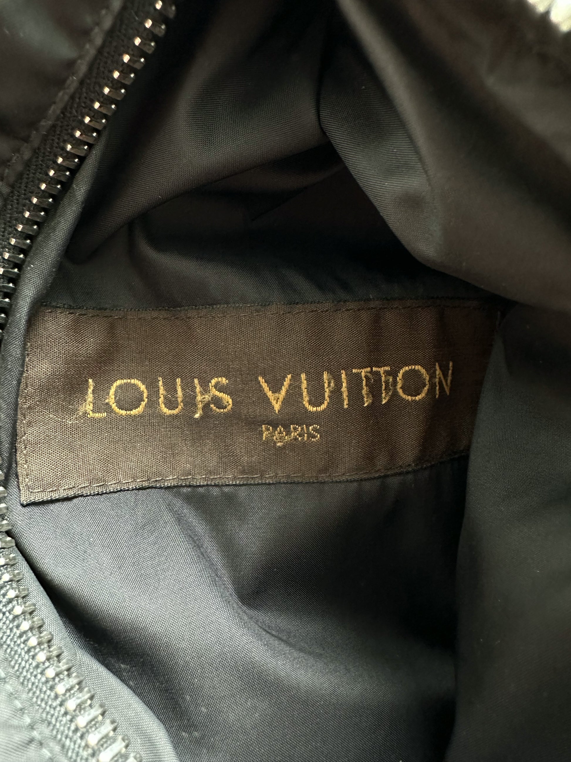 LOUIS VUITTON LV lurex damier black short down puffer jacket coat 40