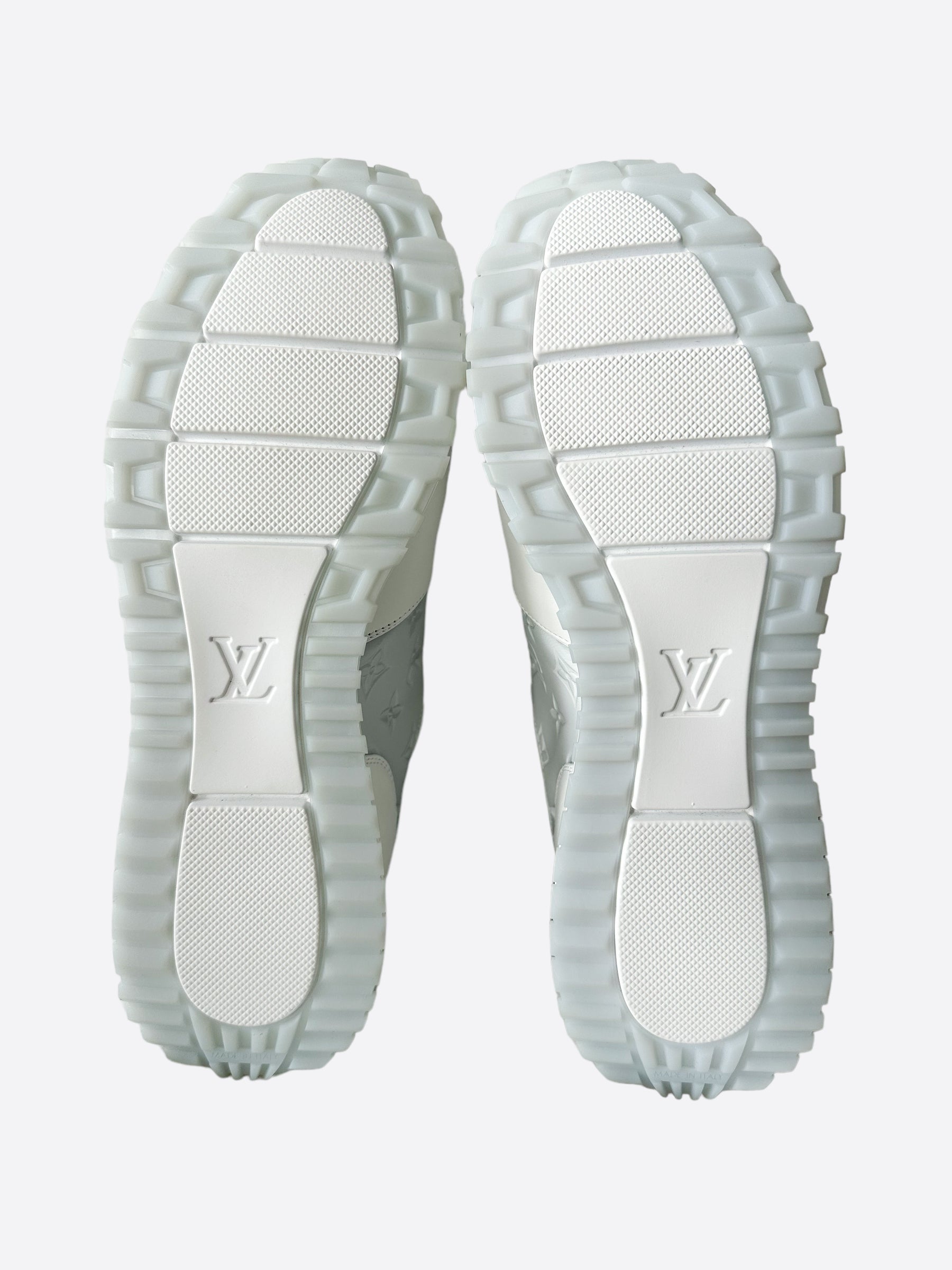 LOUIS VUITTON Suede Monogram Run Away Sneakers 36 White 1233917