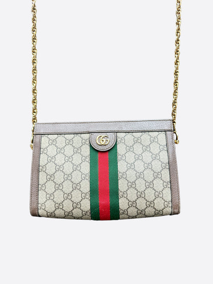 Gucci Brown GG Monogram Ophidia Small Shoulder Bag