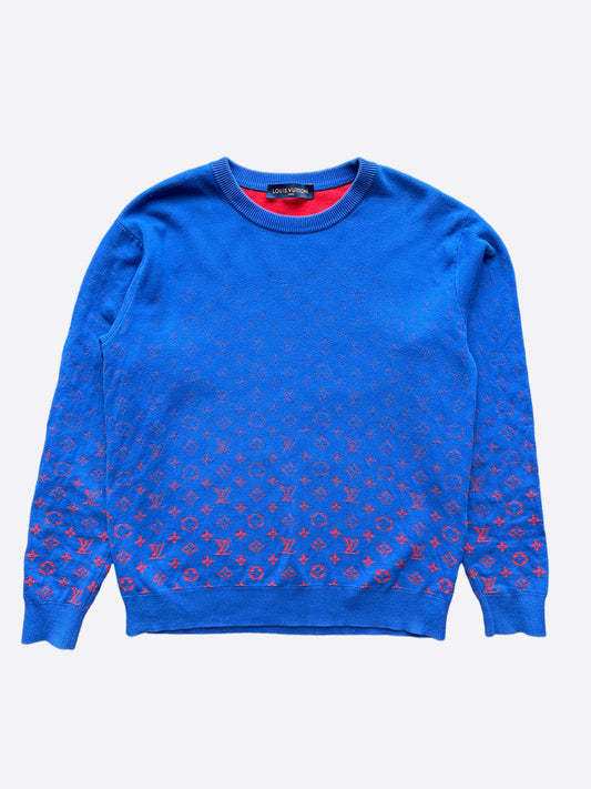 Louis Vuitton Blue & Red Monogram Gradient Sweater