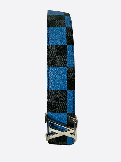 Louis Vuitton Blue Damier Graphite Logo Belt