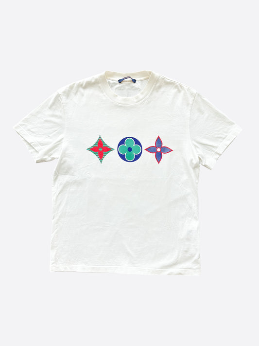 Louis Vuitton White Multicolor Flower Logo T-Shirt