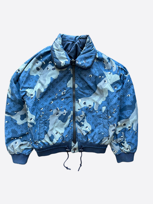 Louis Vuitton Blue Camouflage Monogram Reversible Jacket