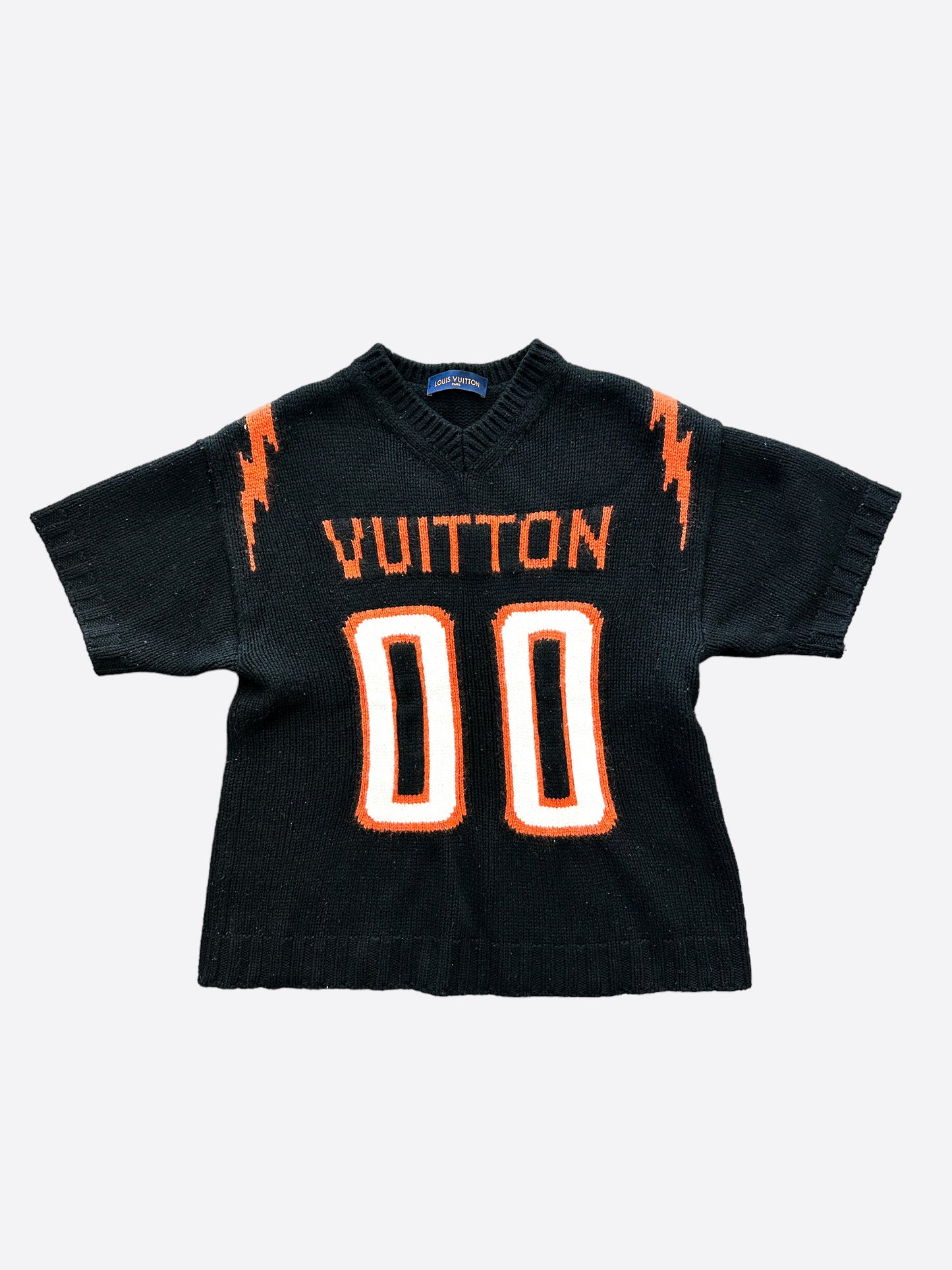 Louis Vuitton Black & Orange Knit Football Jersey – Savonches