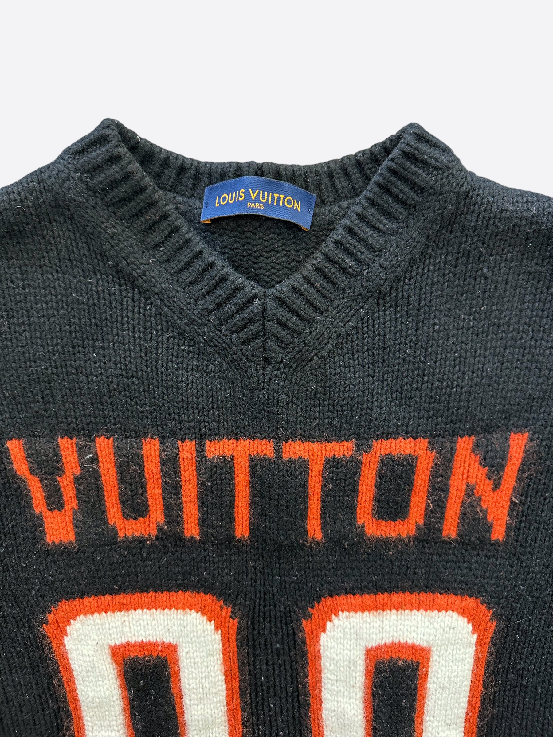Louis Vuitton Black & Orange Knit Football Jersey