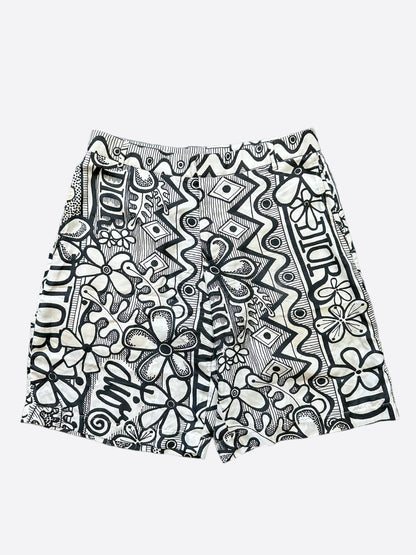 Dior Stussy Black & White Silk Shorts