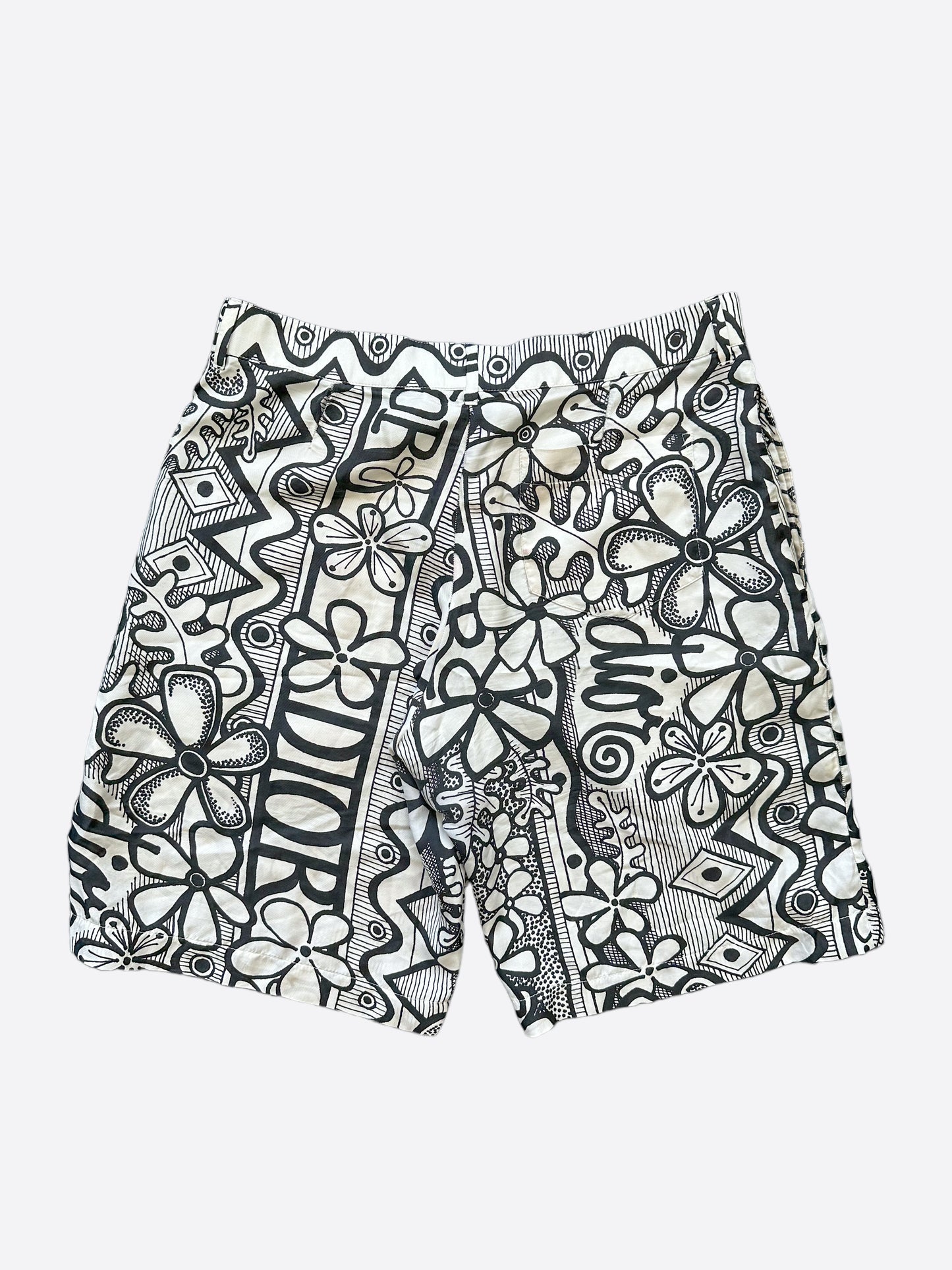 Dior Stussy Black & White Silk Shorts