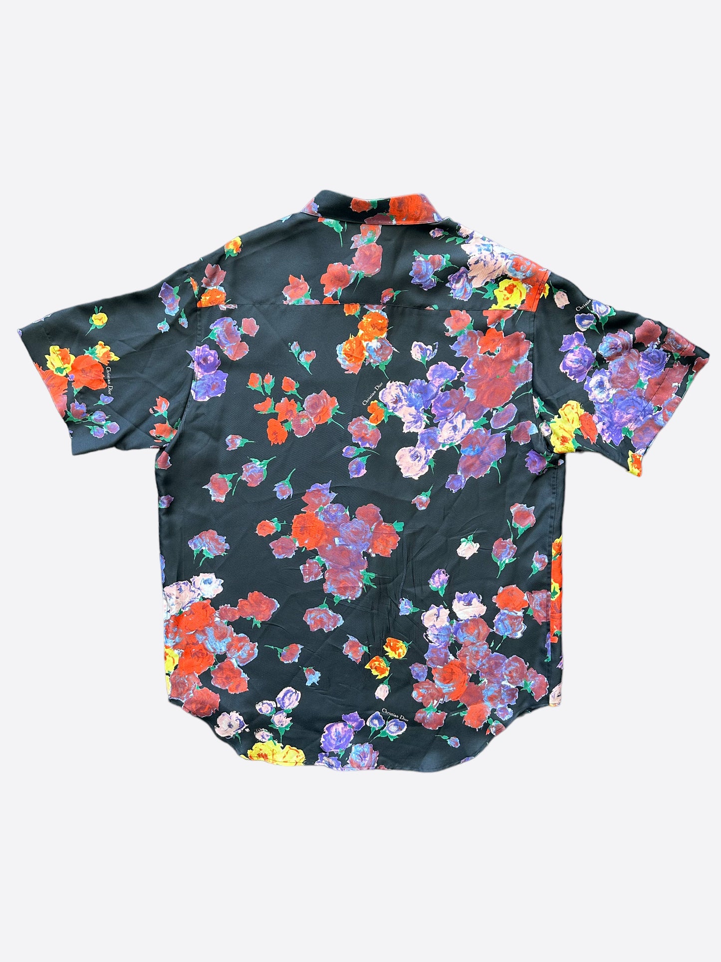 Dior Kaws Floral Print Silk Button Up Shirt