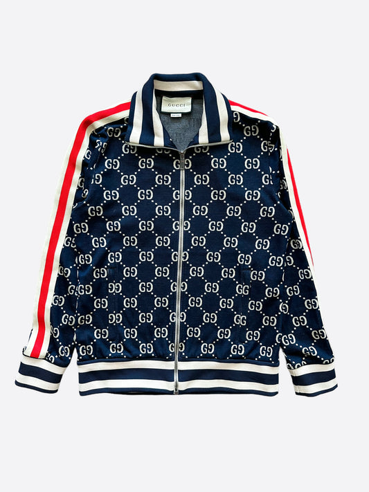 Gucci Blue Monogram Jacquard Track Jacket