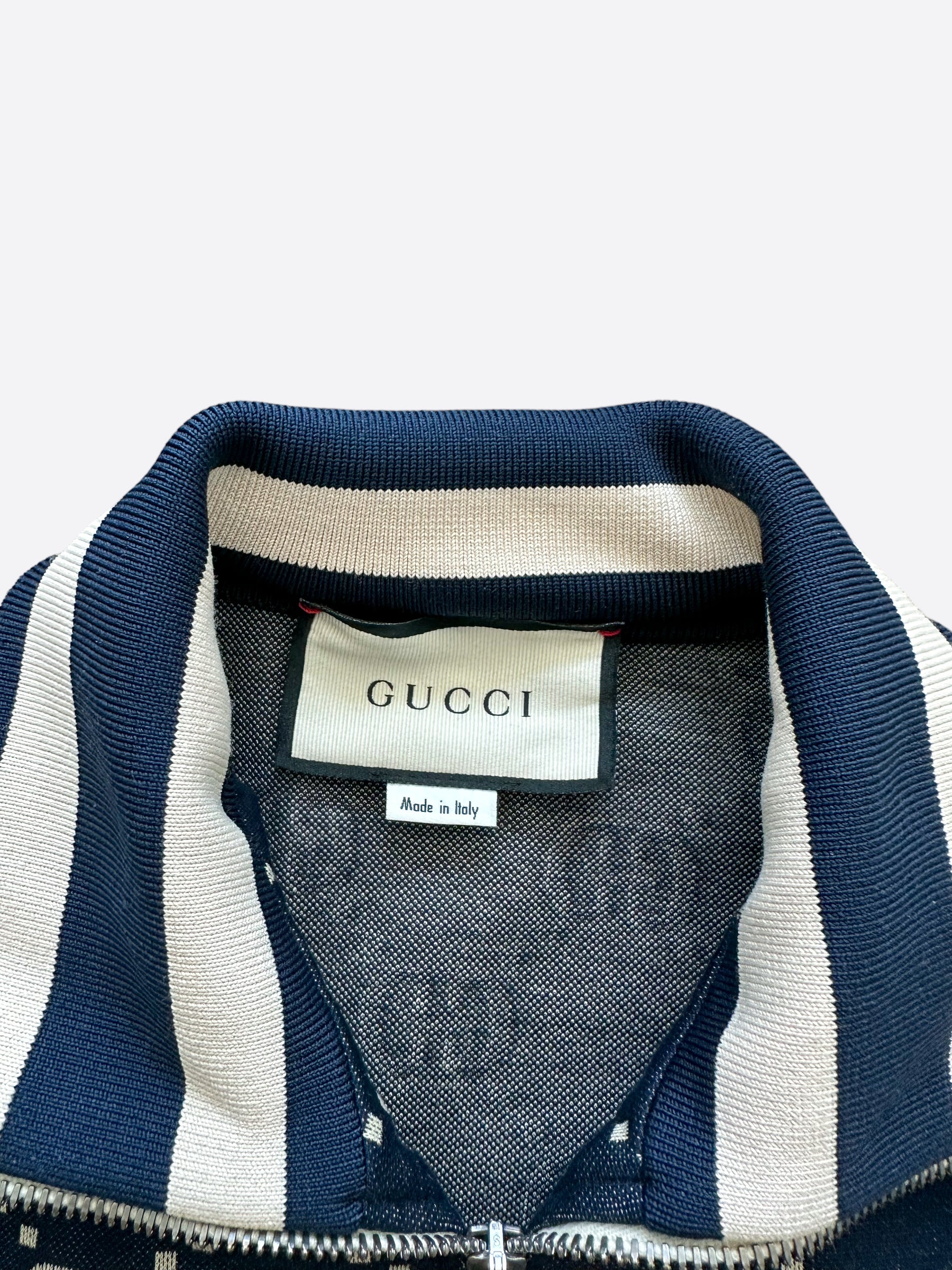 Gucci Blue Monogram Jacquard Track Jacket