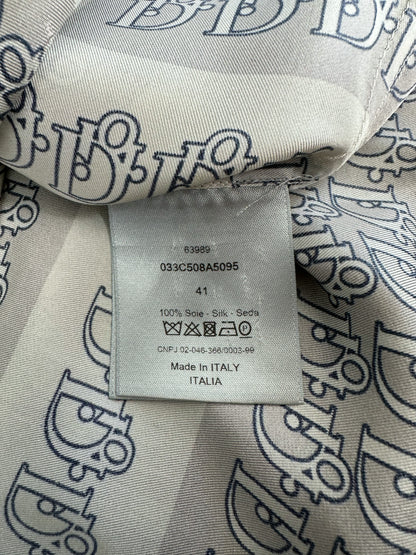 Dior Oblique Silk Short Sleeve Button Up Shirt