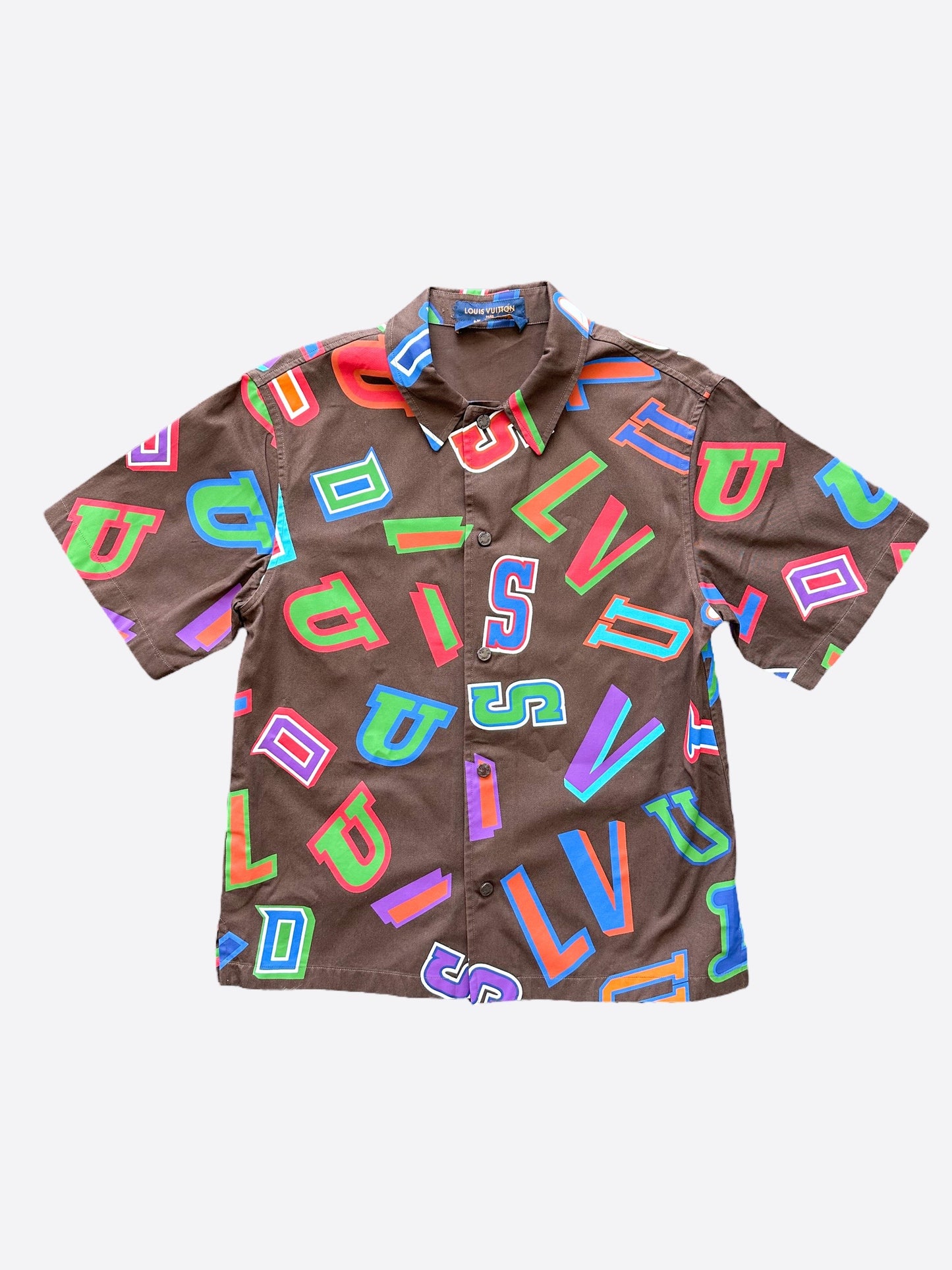Louis Vuitton x NBA Basketball Letters Button Up Shirt Brown Pre-Owned