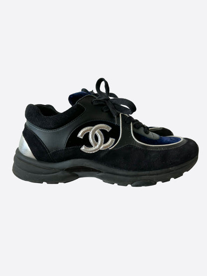 Chanel Black & Blue Velvet Trainers