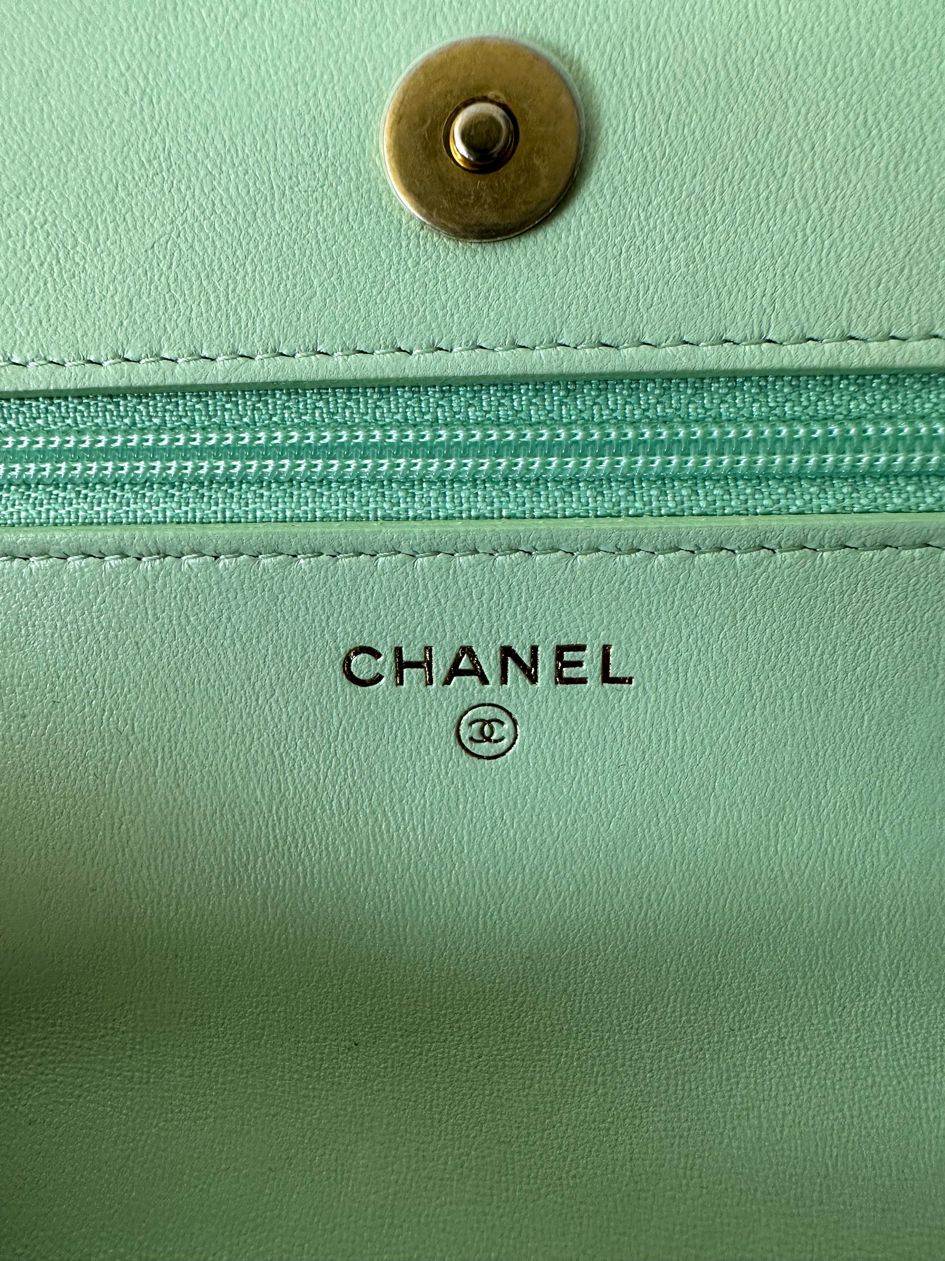 Chanel Mint Green Mini Wallet On Chain