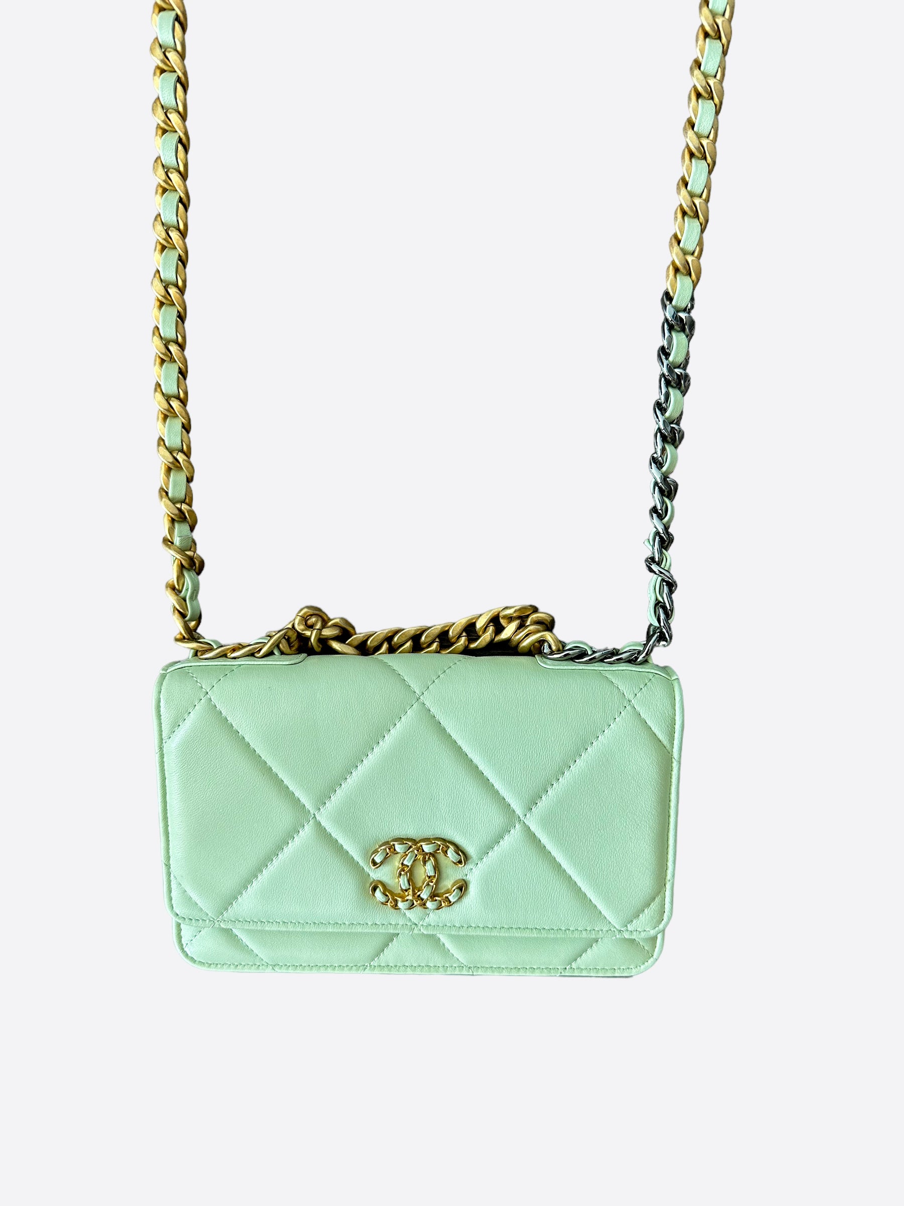 Chanel Mint Green Mini Wallet On Chain
