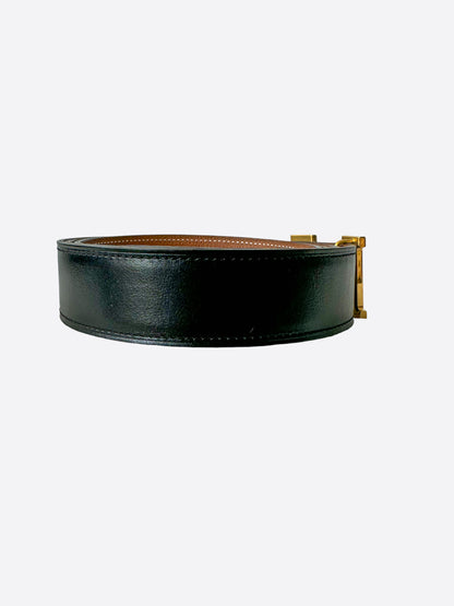 Hermès Black & Gold Constance Reversible Belt