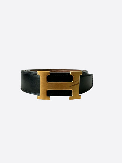 Hermès Black & Gold Constance Reversible Belt