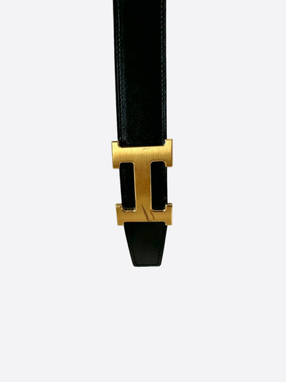 Hermès Black & Gold Constance Reversible Belt