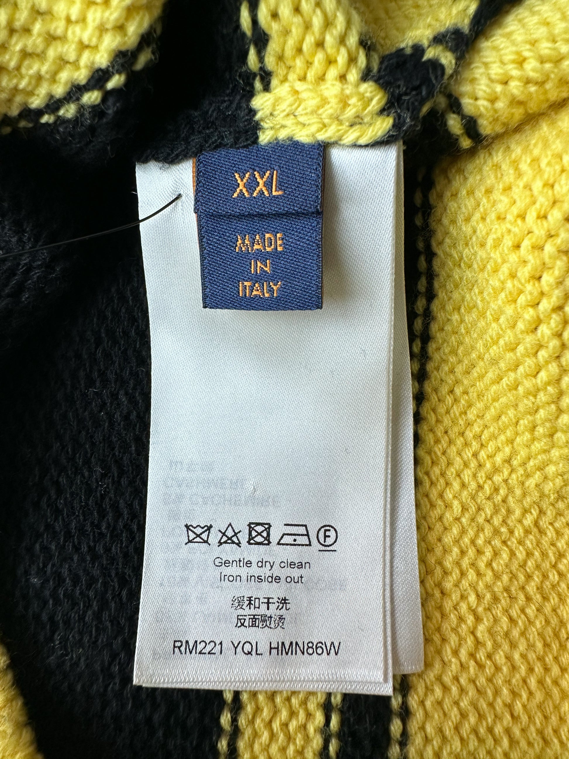 Louis Vuitton Monogram Logo Black and Yellow Knit Sweater Dress - L