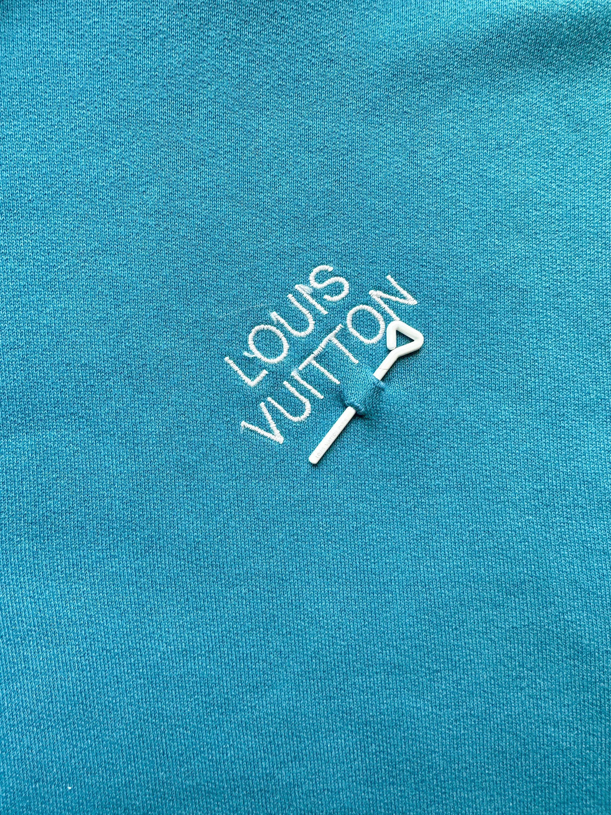 Louis VUITTON Signature Hoodie Embroidered Ocean Blue Size 5L fits 58-60,  Cotton