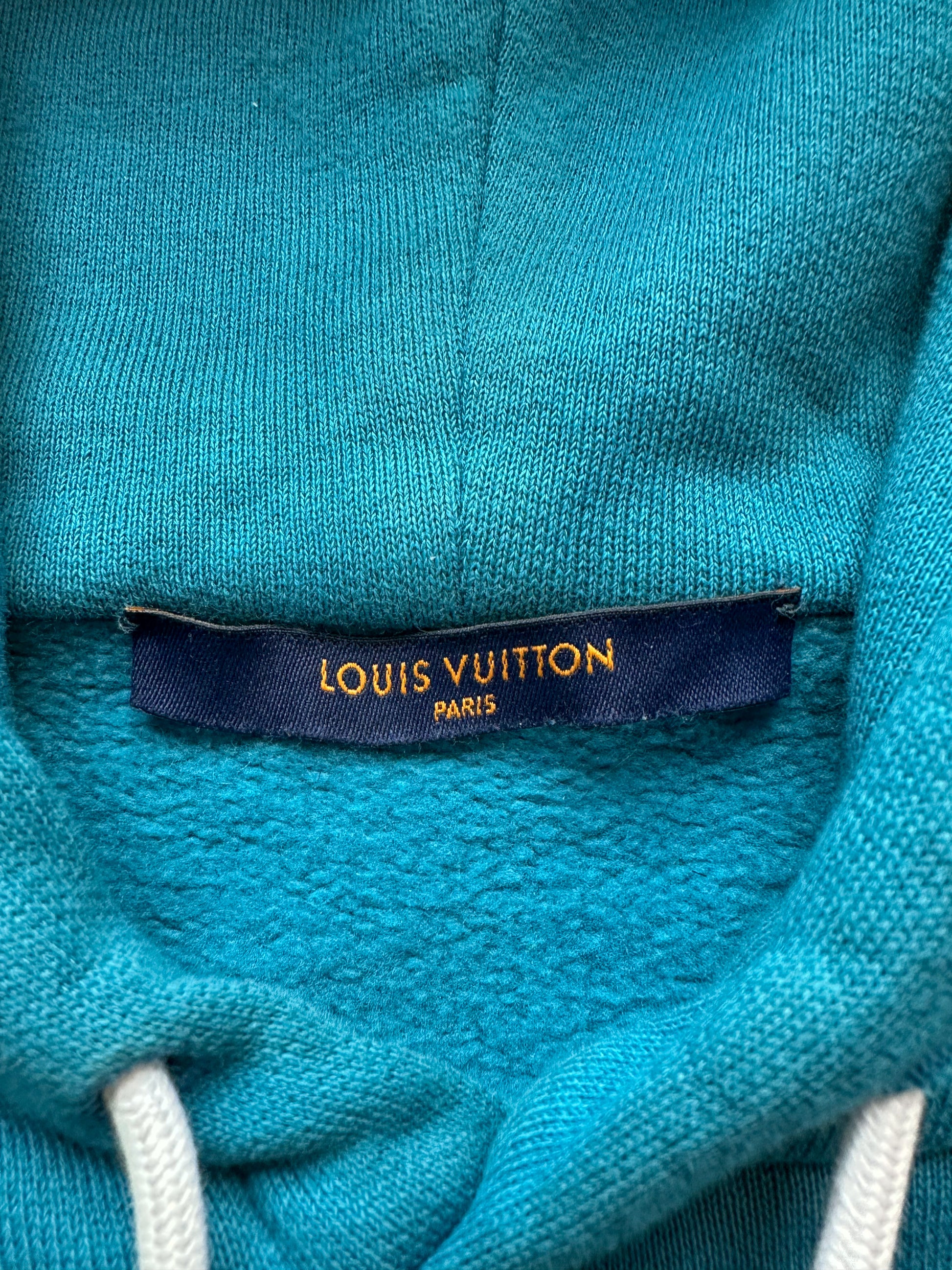 Louis Vuitton Signature Hoodie with Embroidery Green Collar. Size M0