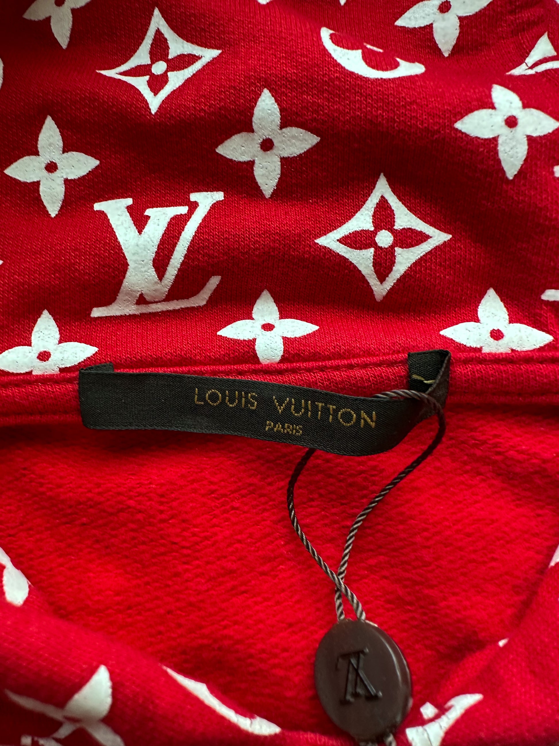 LOUIS VUITTON Supreme Box Logo Hoodie Red XXS LV Auth ak145