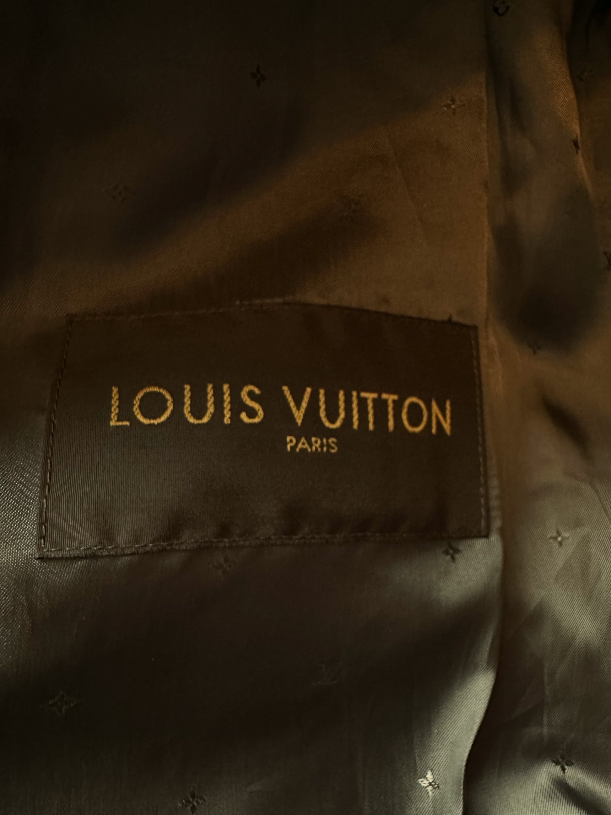 Supreme Louis Vuitton Monogram Logo Torn Ripped Red Varsity Jacket