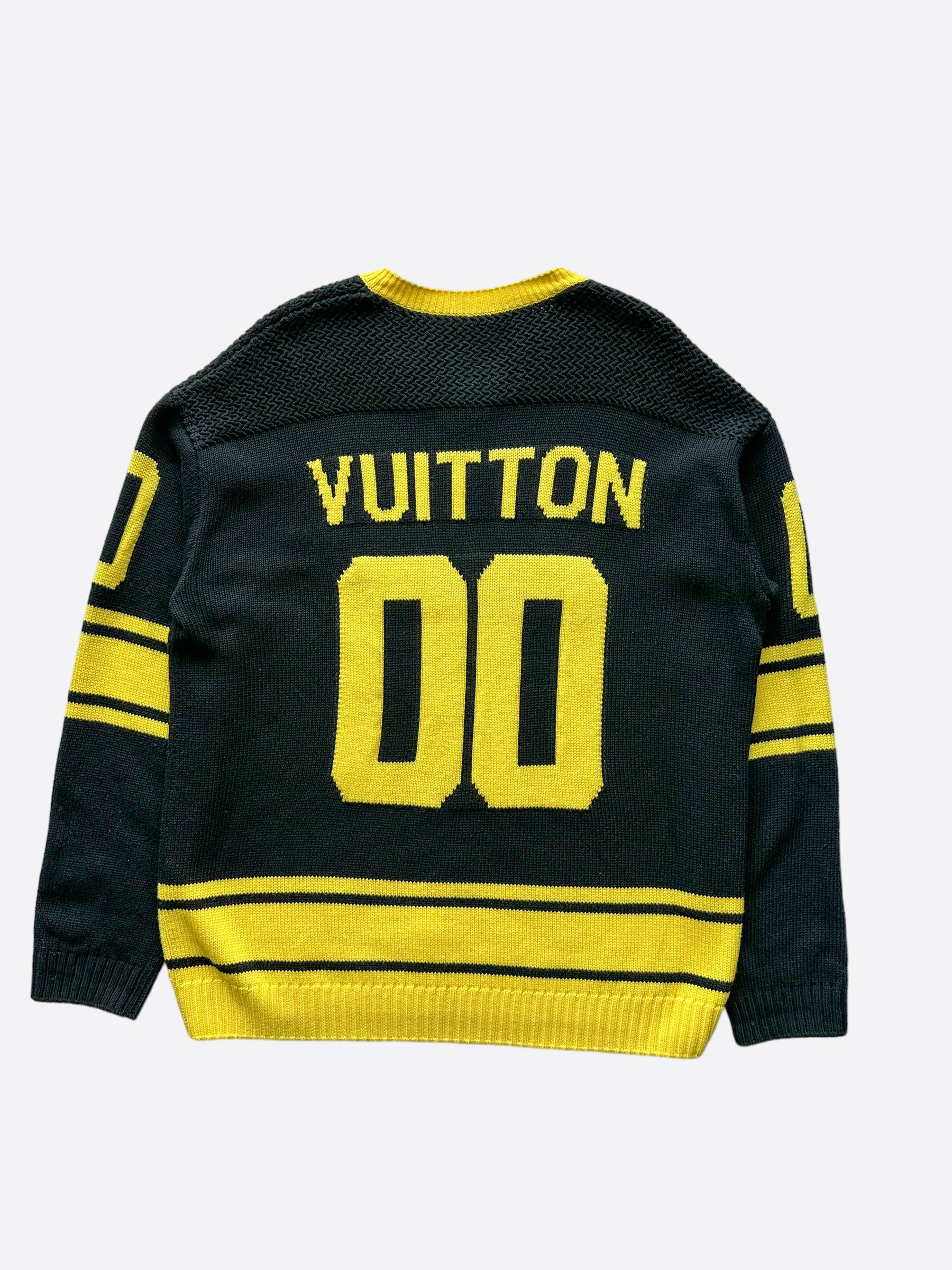LOUIS VUITTON apparel checkerboard knit Long sleeve sweater Yellow x Black