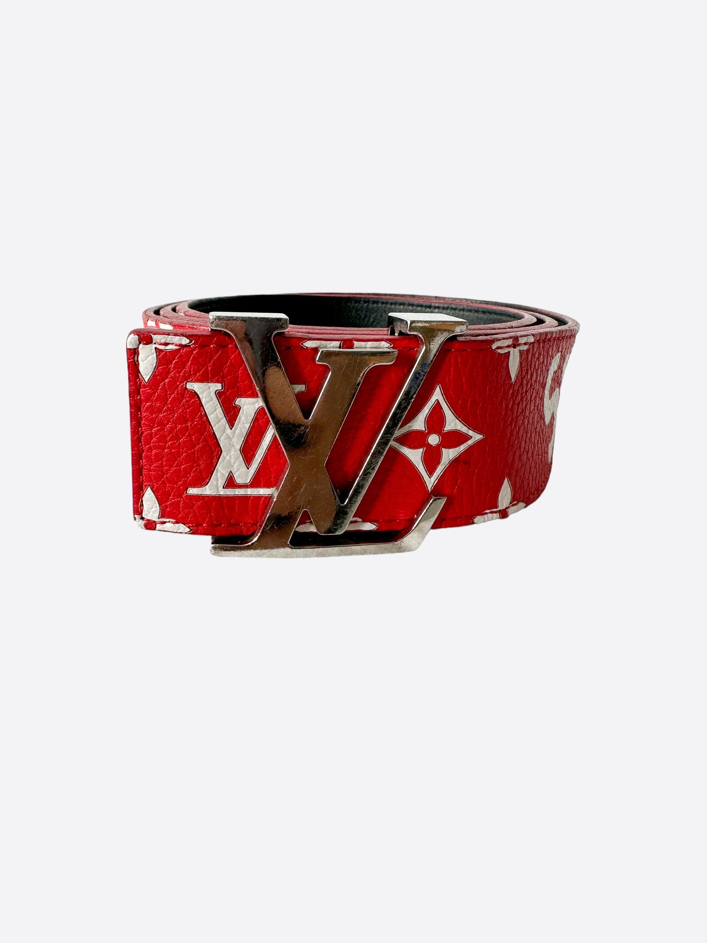 red and white louis vuittons belt