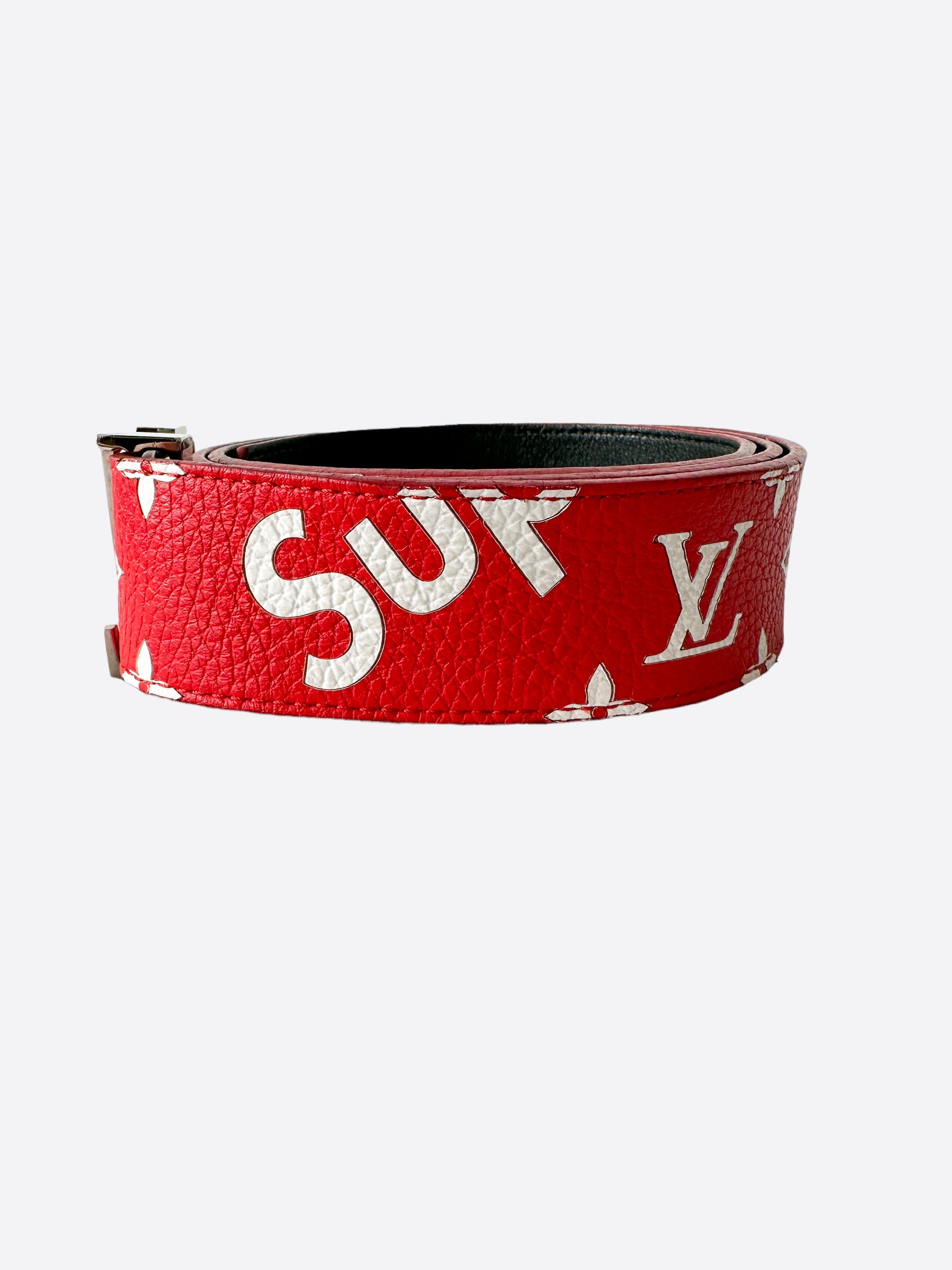 Louis Vuitton x Supreme Red Leather Belt