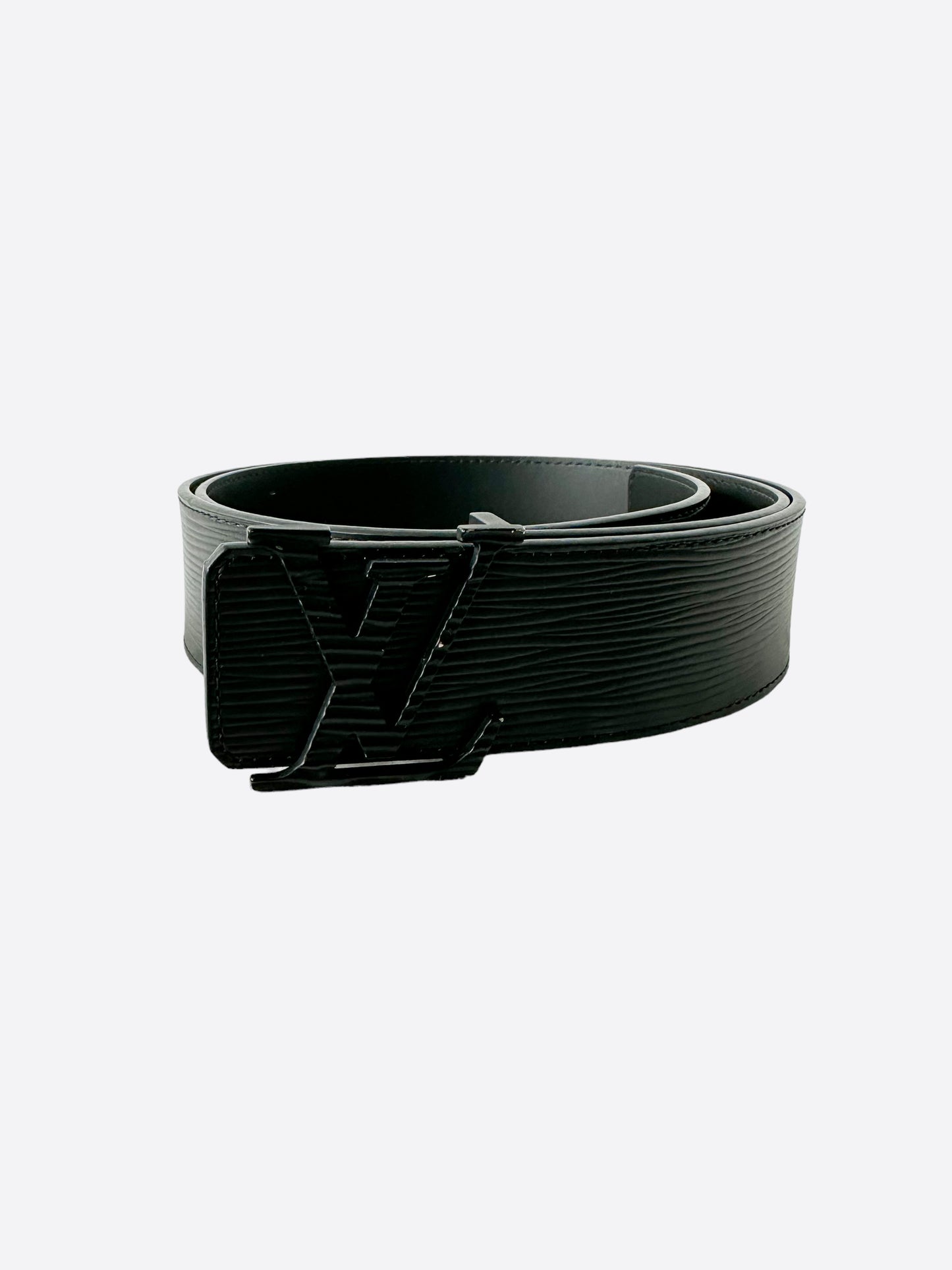 Louis Vuitton LV Chrome Logo and Epi Leather Belt at 1stDibs