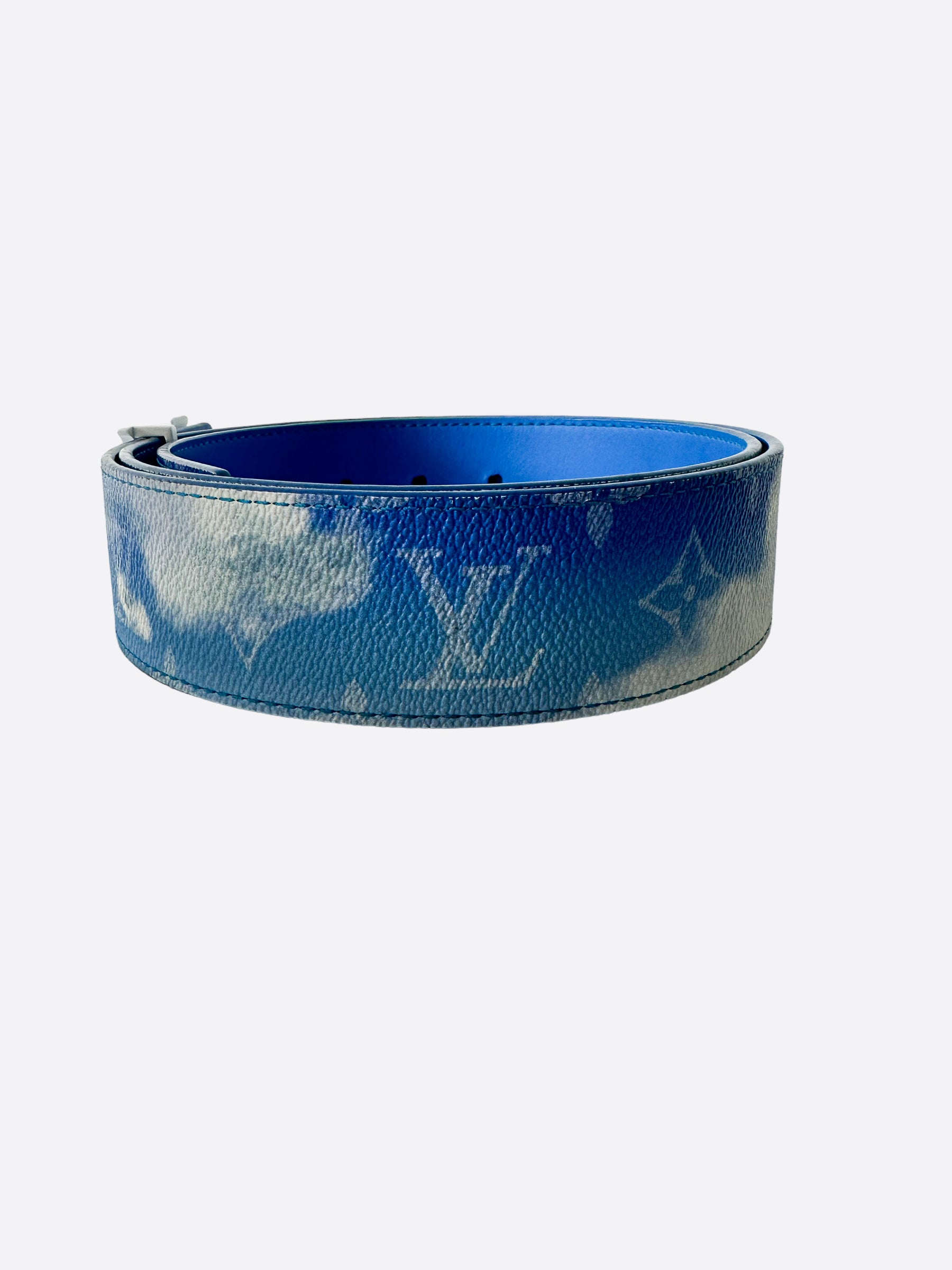 Louis Vuitton LV Shape Reversible Belt Clouds Monogram 40MM Blue