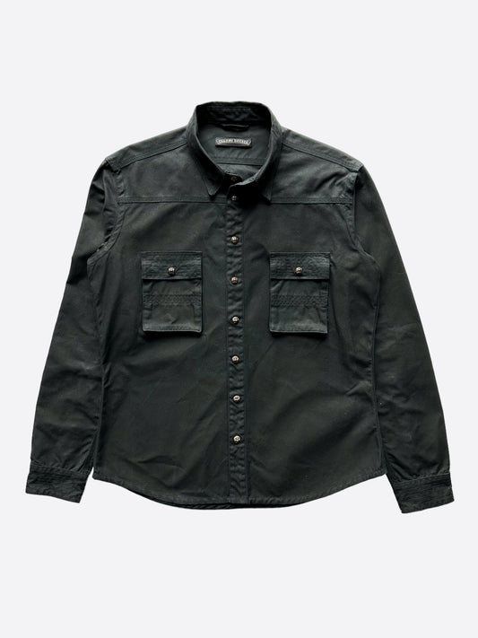 Chrome Hearts Black Waxed Button Up Shirt