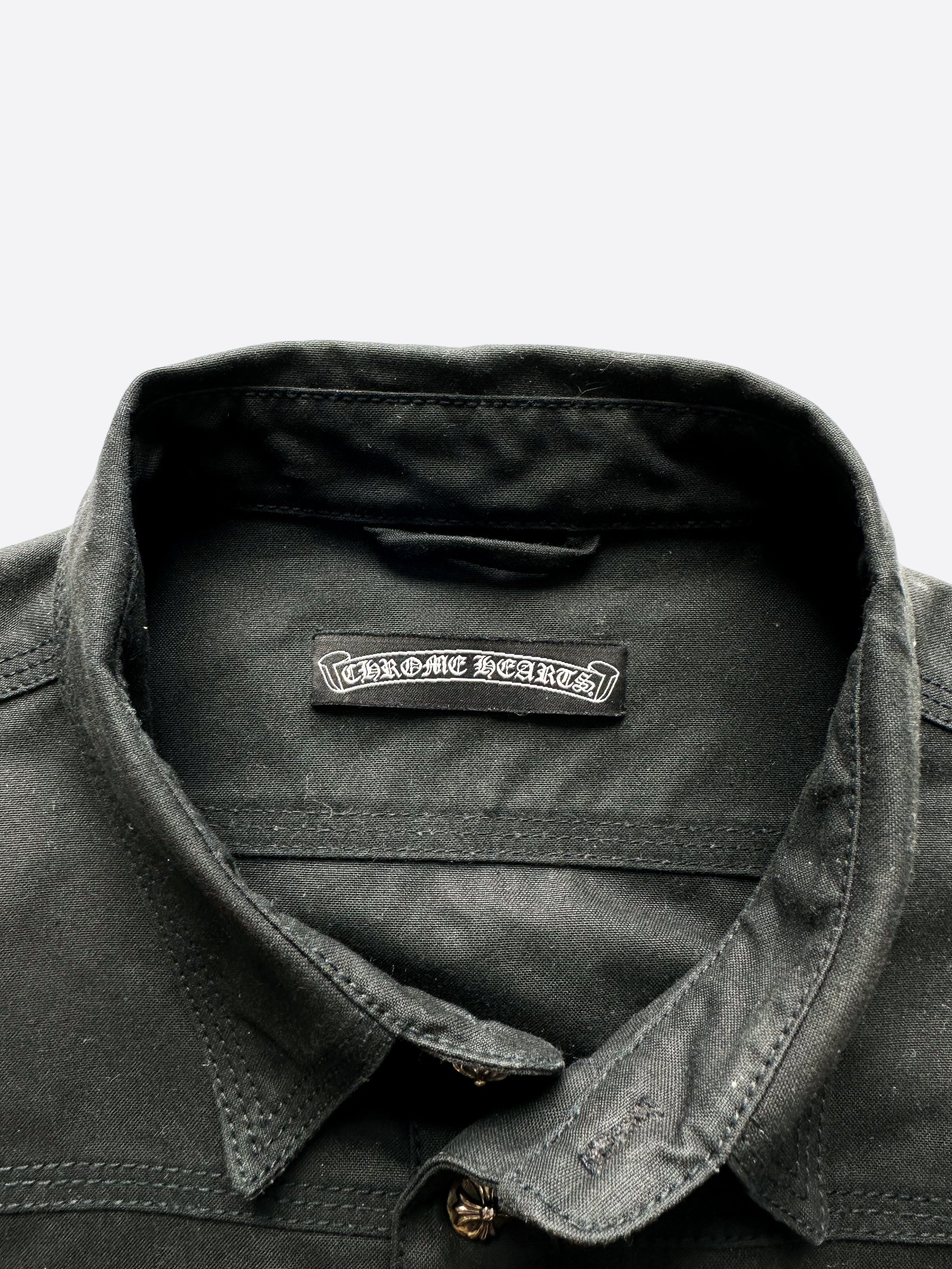 Chrome Hearts Black Waxed Button Up Shirt