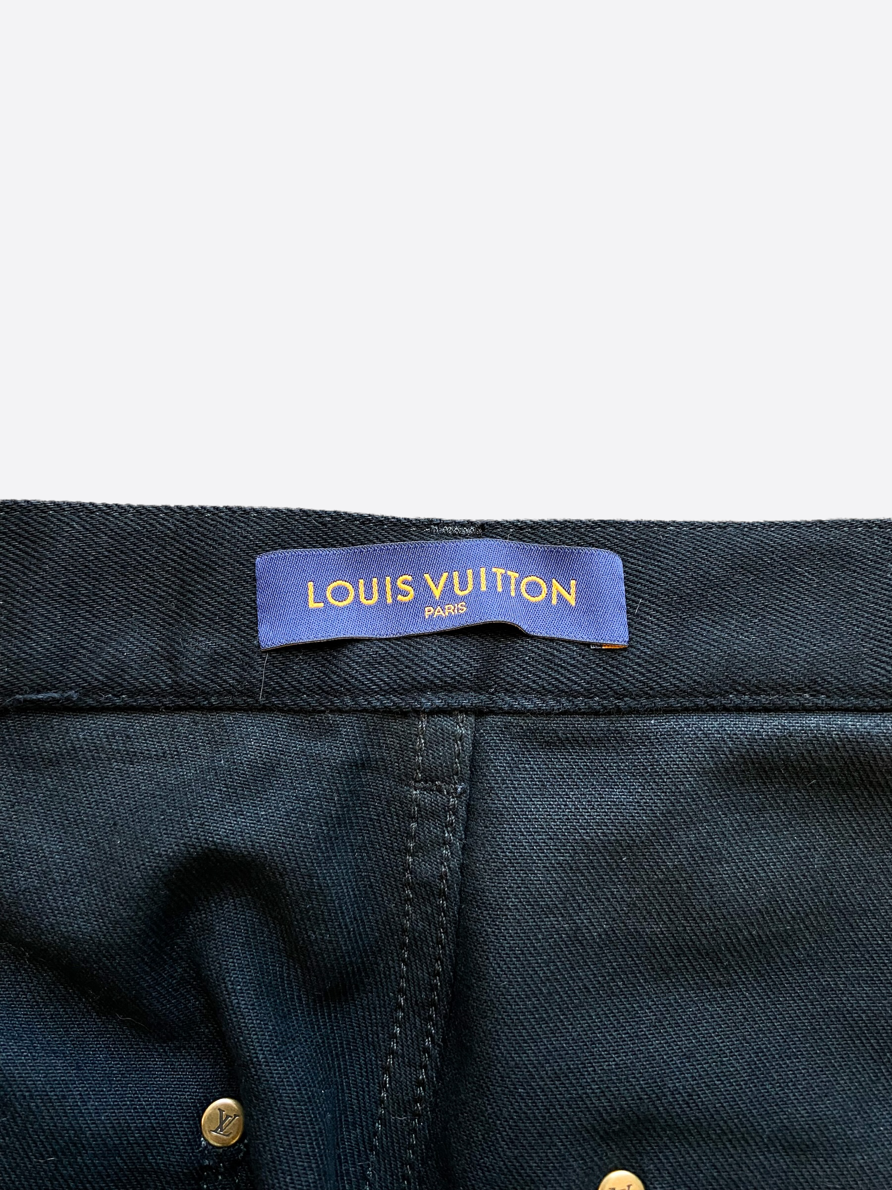 Louis Vuitton Monogram Detail Carpenter Denim Pants Black