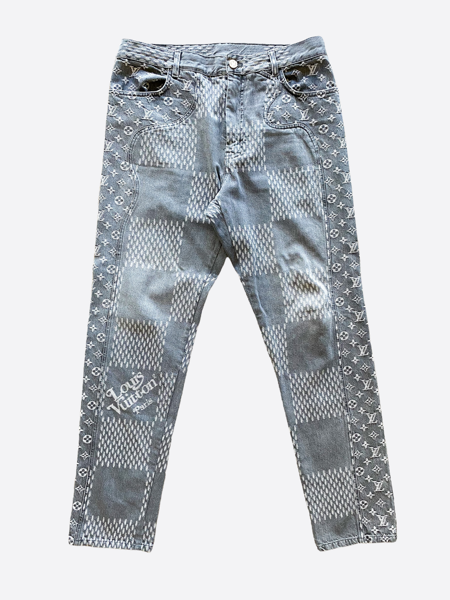 Louis Vuitton Black, Pattern Print 2022 Relaxed Fit Jeans US 32 | M