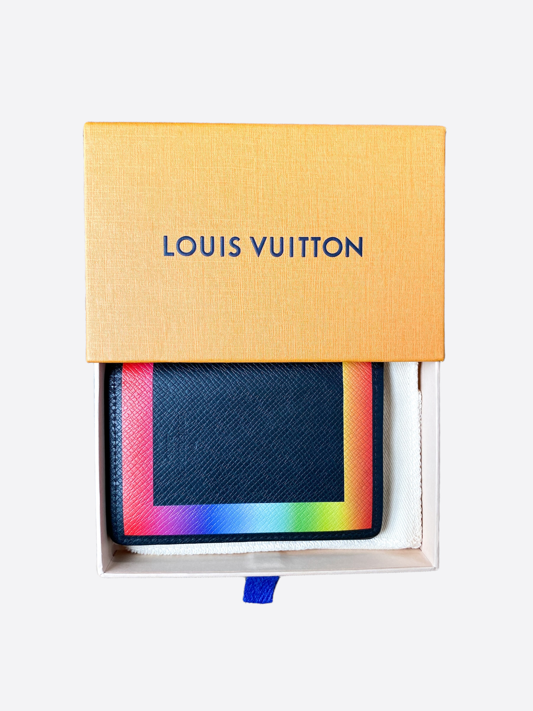 Louis Vuitton Pocket Organizer Blue Minuit Red Erable Taiga