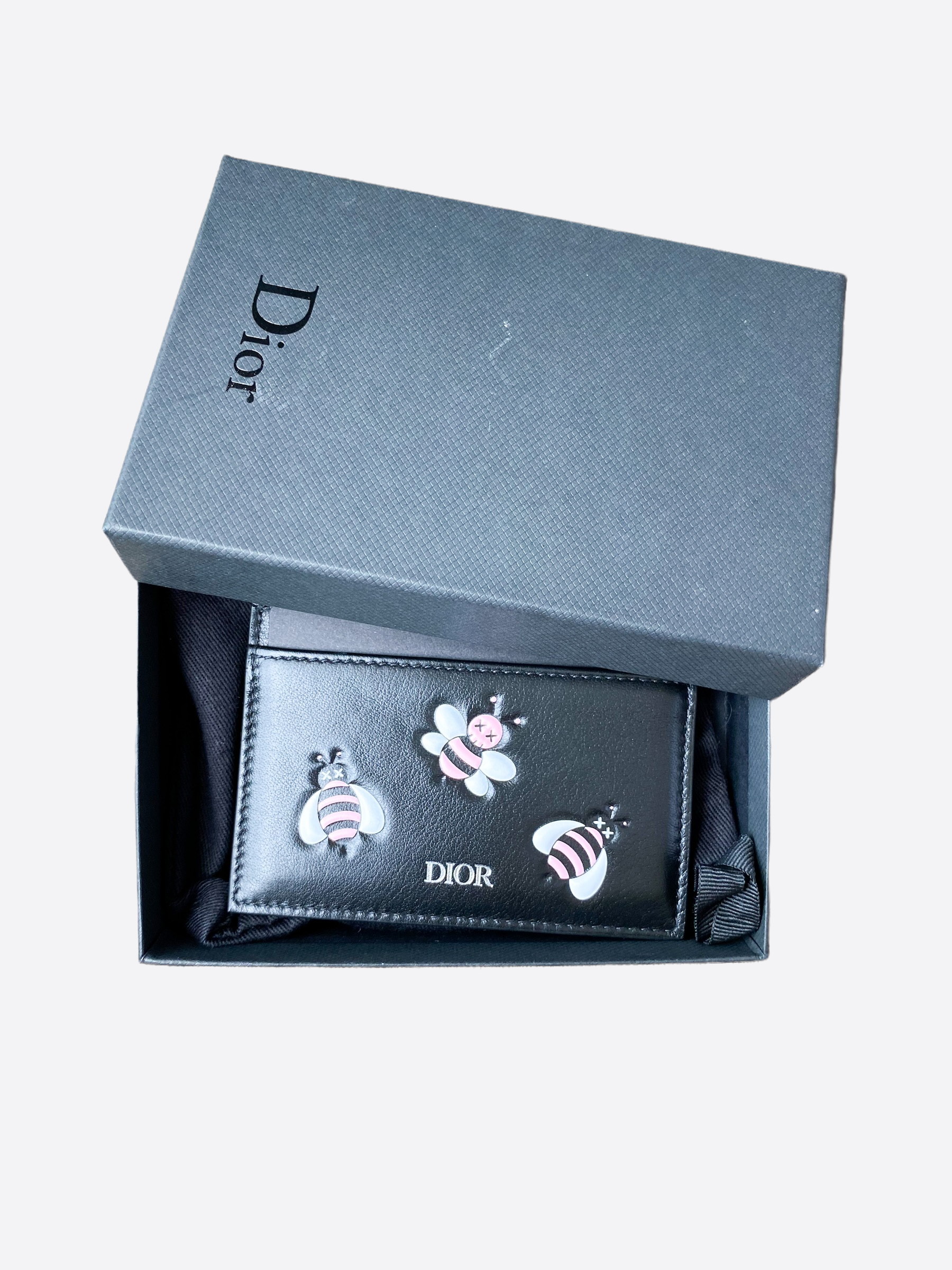 Dior Men - Dior x Kaws Black Card Holder with Pink Bees