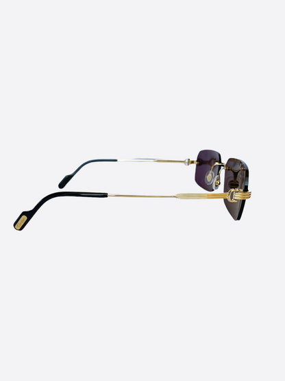 Cartier Grey Lens Gold Metal Sunglasses