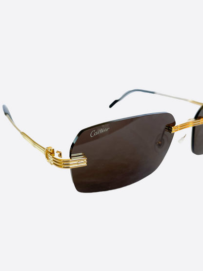 Cartier Grey Lens Gold Metal Sunglasses