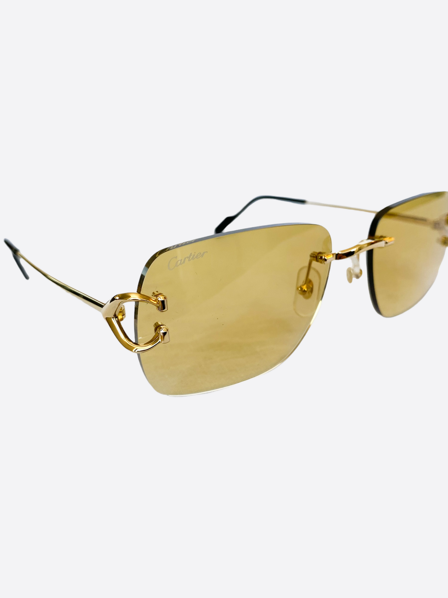 Cartier Yellow Lens Gold Metal Sunglasses
