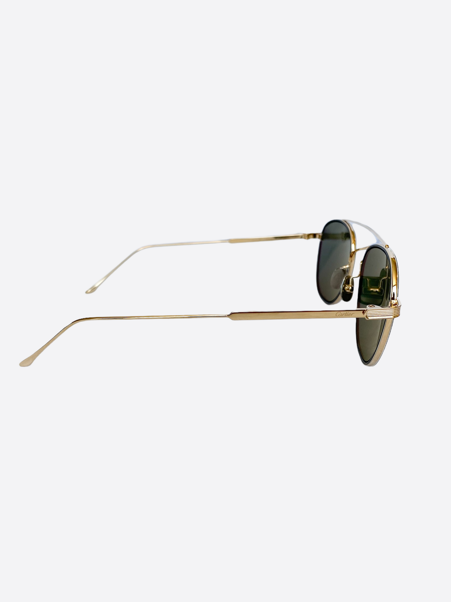 Cartier Green Lens Gold Titanium Frame Sunglasses