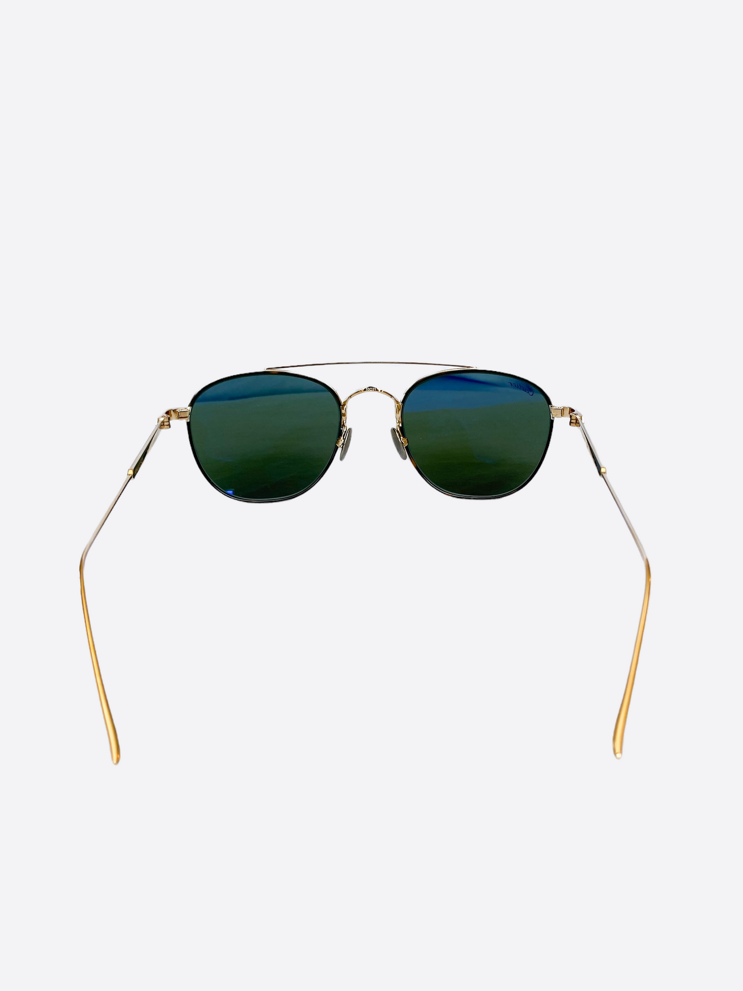 Cartier Green Lens Gold Titanium Frame Sunglasses