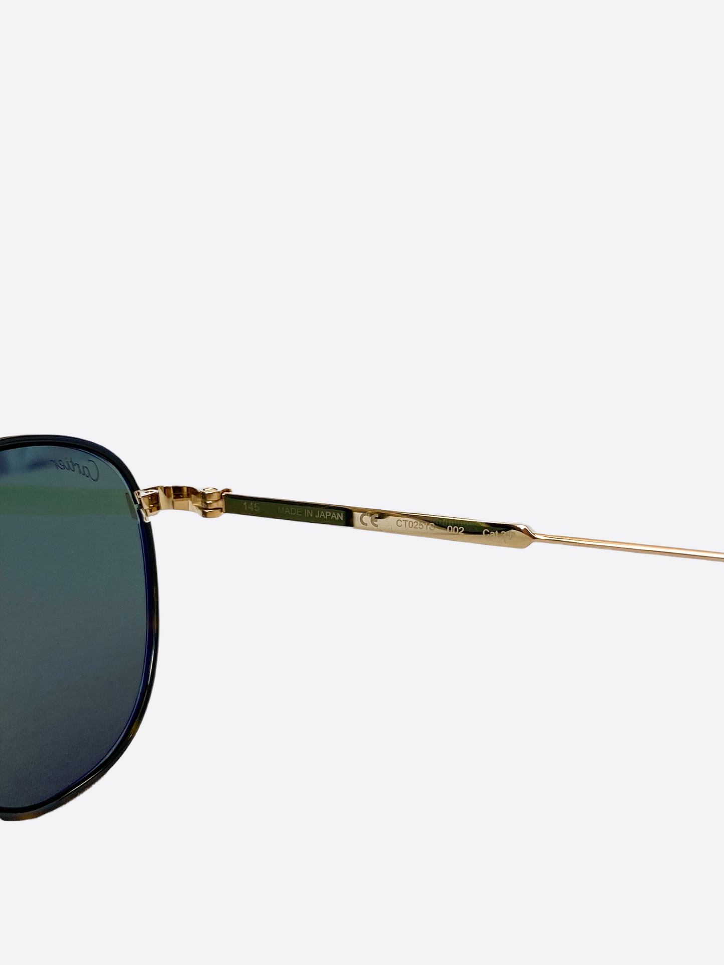 Cartier Green Lens Gold Titanium Frame Sunglasses