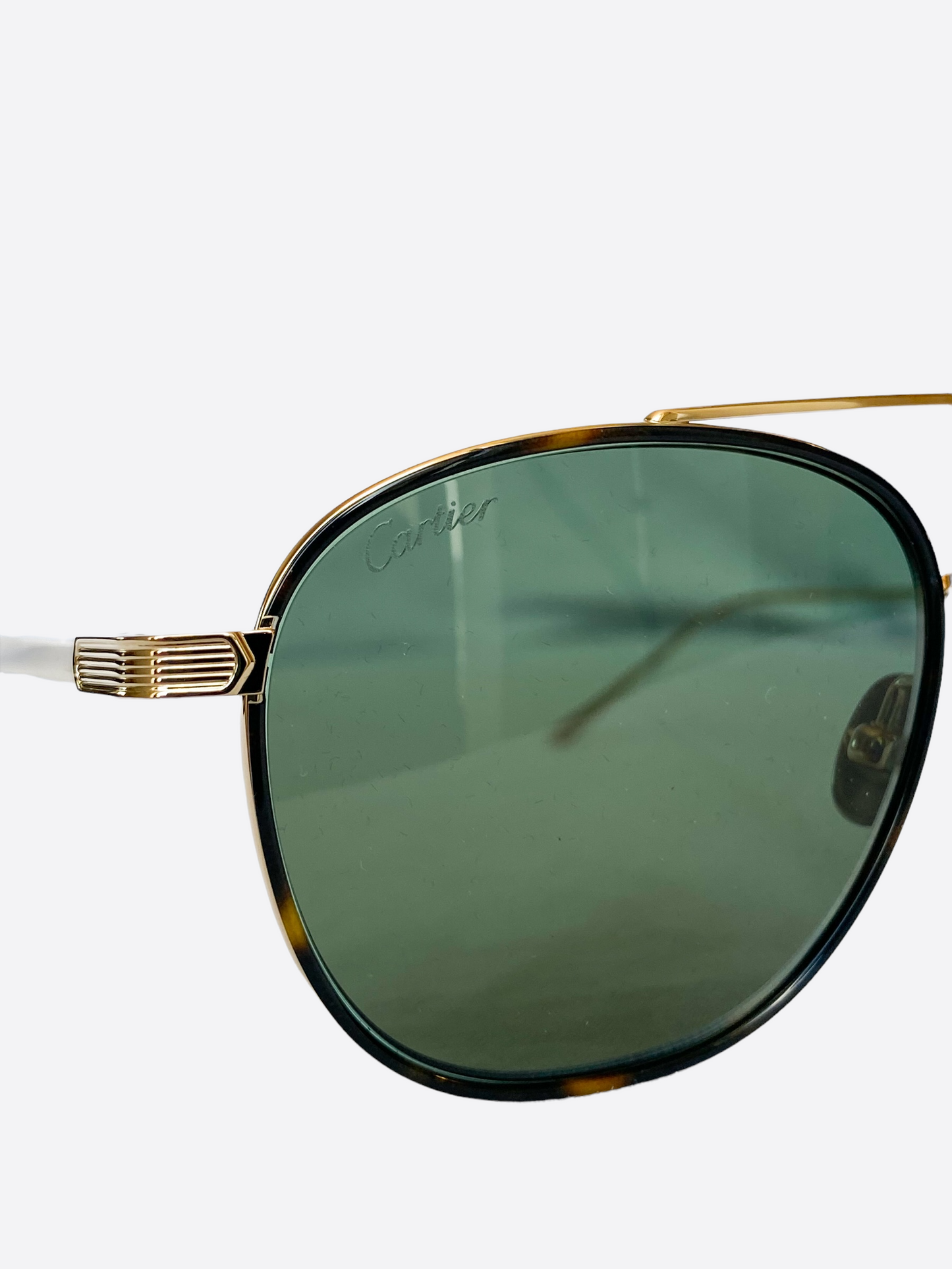 Cartier Green Lens Gold Titanium Frame Sunglasses