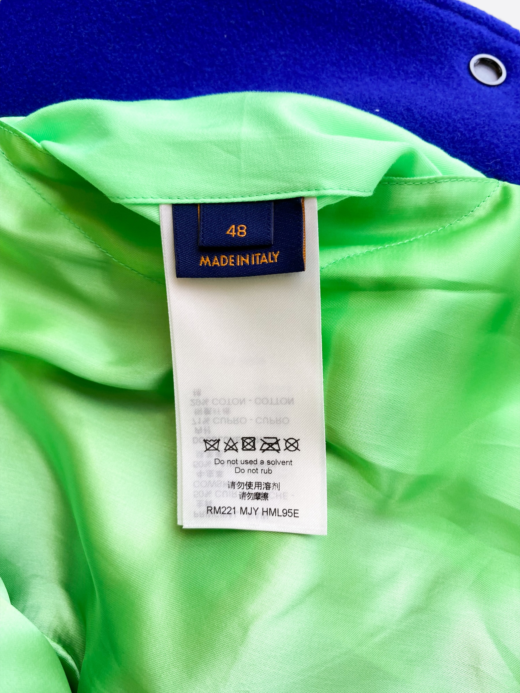 Louis Vuitton Blue & Neon Green Gradient Varsity Jacket