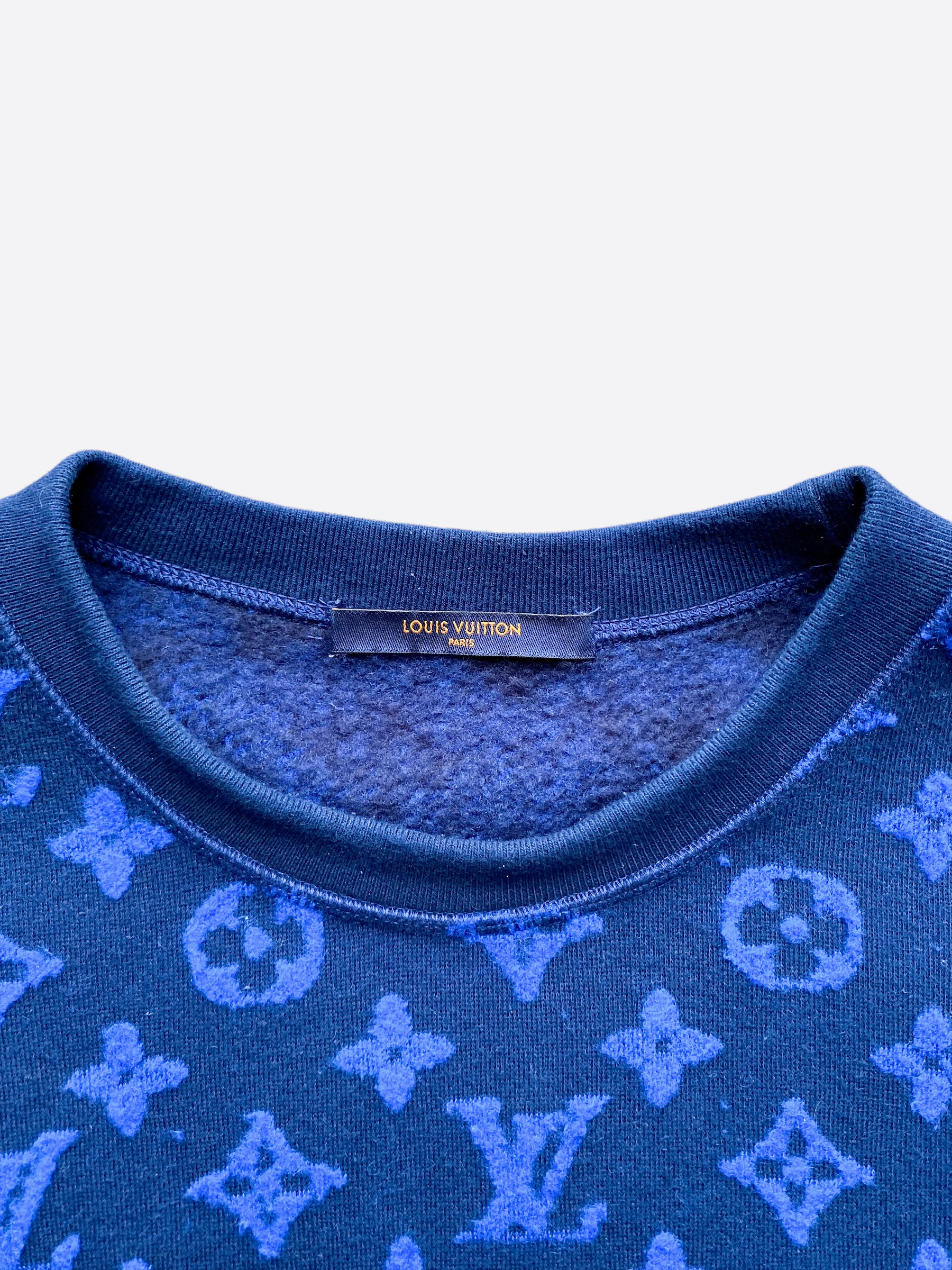 Louis Vuitton Blue Jacquard Cities Half Zip Sweater L at 1stDibs