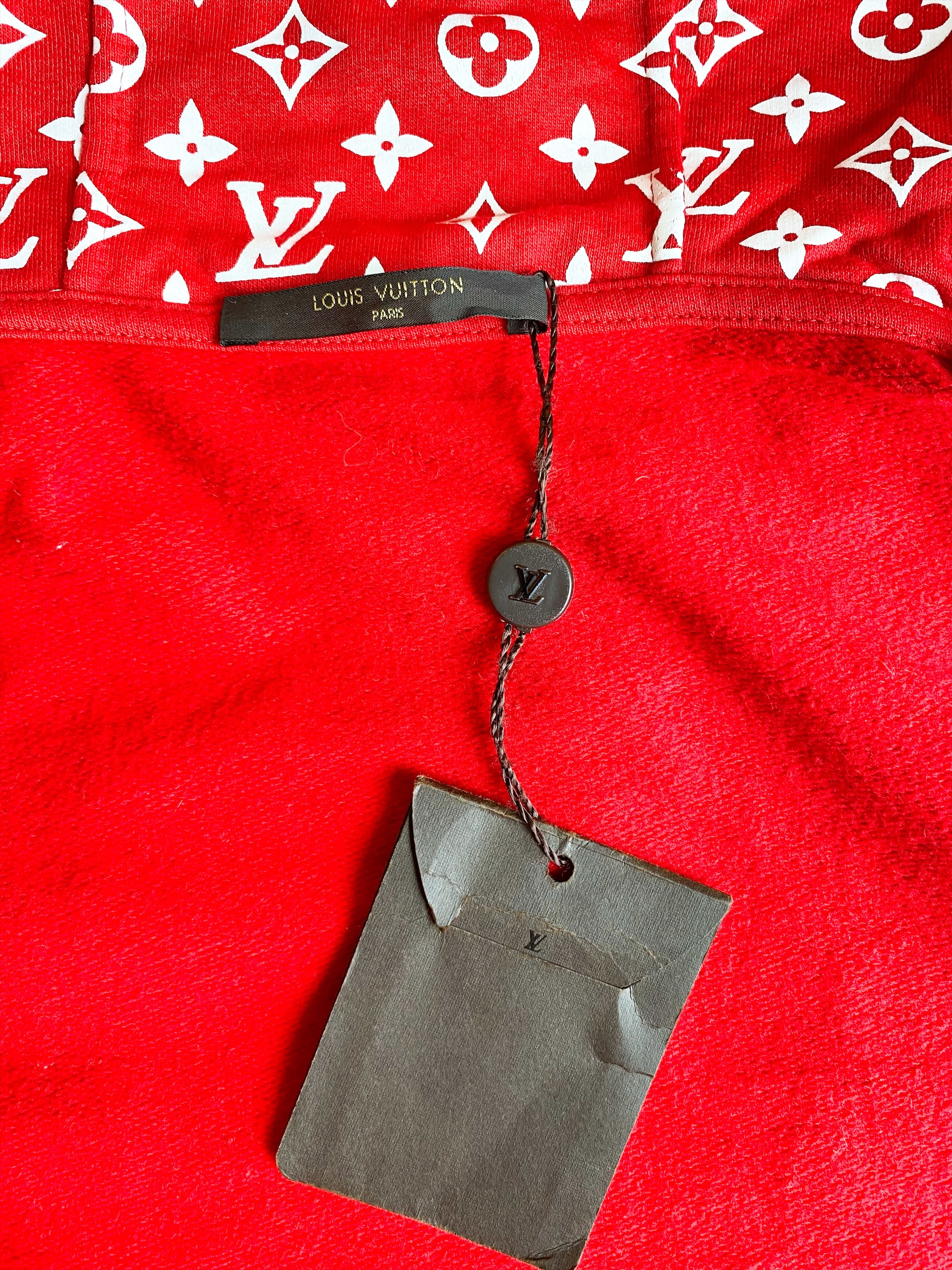 Red cotton knitwear & sweatshirt box logo Louis Vuitton x Supreme
