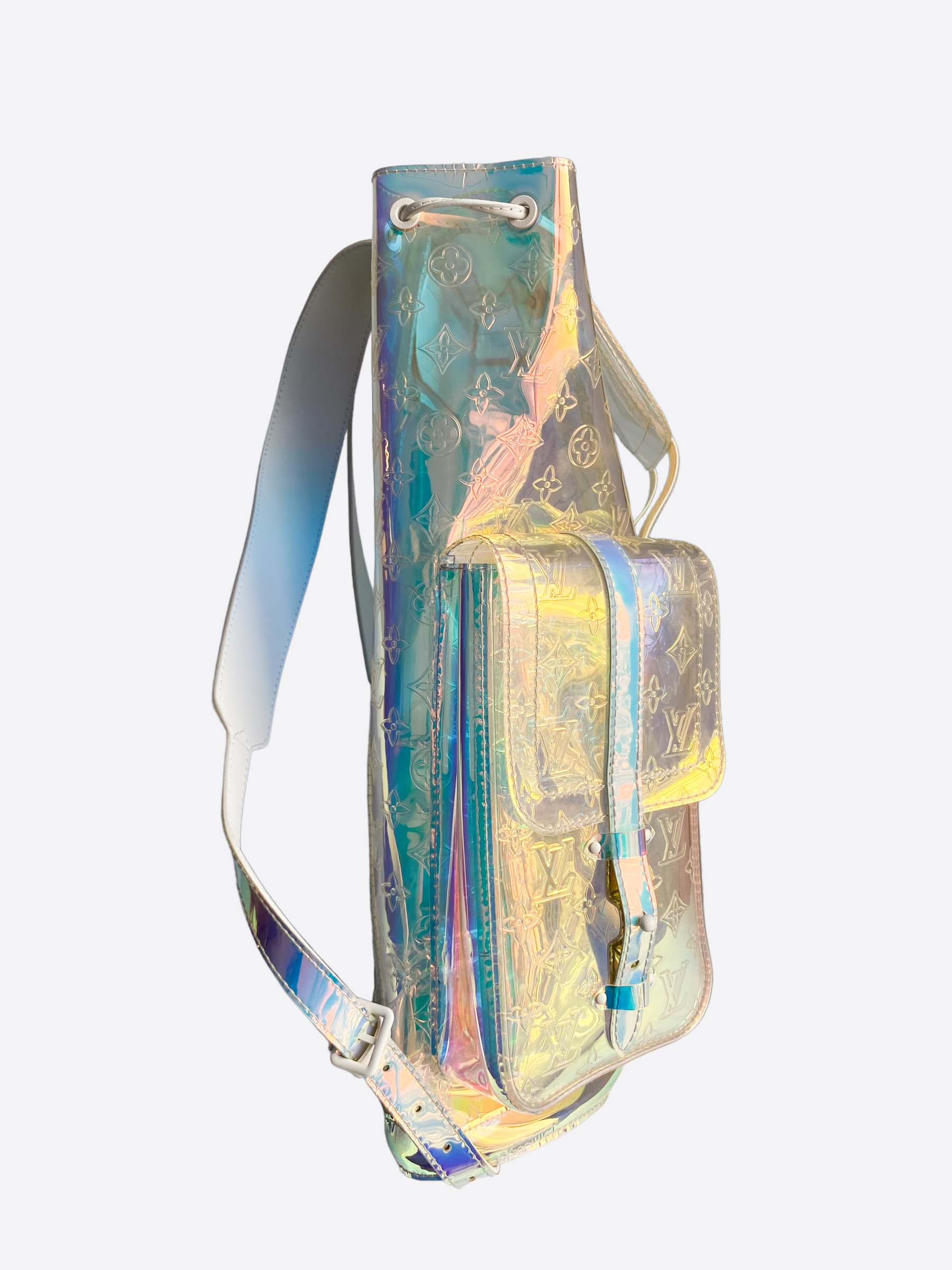 Louis Vuitton Christopher GM Prism Iridescent Monogram PVC Logo Backpack Bag