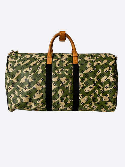 Louis Vuitton Takashi Murakami Camo Keepall 55